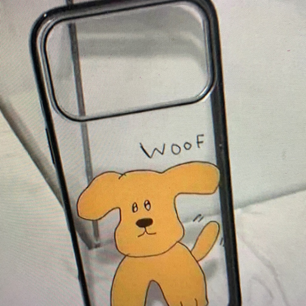 SHEIN Transparent Phone Case with Yellow Dog and Black Border